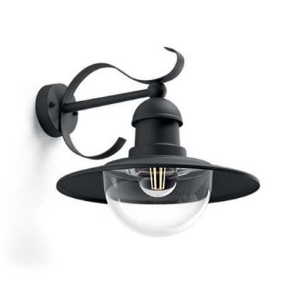 TOPIARY Nástěnné venkovní svítidlo, základna hliník, povrch černá, krycí sklo čiré, pro žárovku 1x60W, E27, 230V, IP44, tř.1, rozměry 290x300x350mm