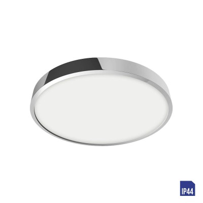 SANSE R Stropní svítidlo, těleso hliník, povrch chrom lesk, difuzor plast opál, LED 12W, 1260/1000lm, neutrální 4000K Ra80, 230V, do koupelny IP44, tř.1, rozměry d=140mm, h=24mm