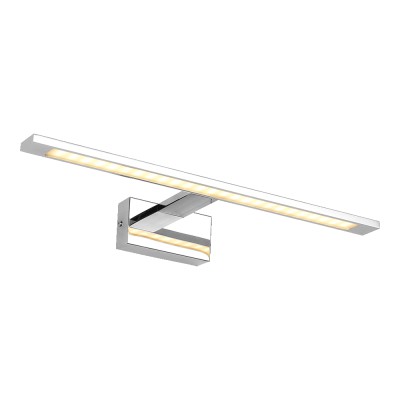HELTO Nástěnné svítidlo k obrazu, těleso kov, povrch chrom, difuzor plast opál, LED 10W, teplá 3500K, 700lm, 230V, IP20, tř.2. rozměry 480x60mm.