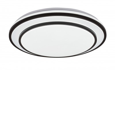 ALPINIA 40W, CCT Stropní svítidlo, těleso kov, povrch stříbrná/černá, difuzor plast opál, LED 40W/2700lm, CCT přepín teplota teplá 3000K, neutrální 4000K, denní 6500K, stmív. dálk. ovl.,230V, IP20, tř.1, rozměry d=490mm, h=80mm.