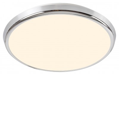 ORELA, 18W, CCT, RGB, IP44 Stropní svítidlo, základna kov, povrch chrom, difuzor plast opál, LED 18W, dálk. ovl. (součástí) nast teplota CCT teplá 3000K - denní 6500K, 1600lm, stmív,RGB, 230V, do koupelny IP44, tř.2, d=300mm, h=45mm