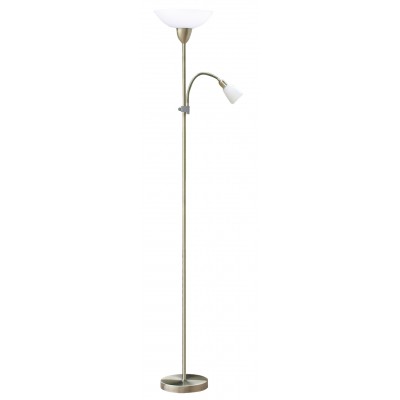 BUSTO stojací lampa CHROM Stojací lampa, dvě svítidla, rameno pro žárovku 1x40W, E14, těleso kov, povrch chrom, difuzor sklo opál, pro žárovku 60W, E27, 230V, IP20, tř.1. rozměry d=285mm, h=1775mm, vypínač na kabelu.