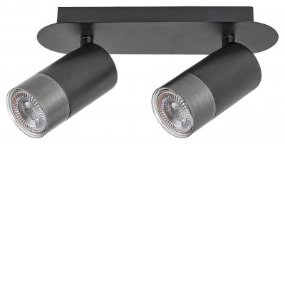 CETRAR PL 2x5W, GU10 Stropní bodové svítidlo, nastavitelný směr svícení, těleso kov, povrch černá mat a chrom, pro žárovku 2x5W, GU10 ES50, 230V, IP20, tř.1, rozměry d=52mm, l=240mm.