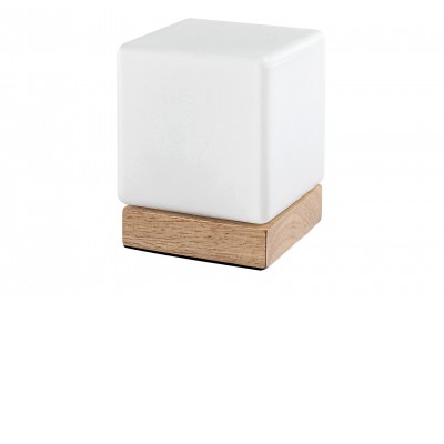 JUGLANS 1,2W Stolní lampa, základna dřevo světlé, difuzor sklo opál, LED 1,2W, teplá 3000K, 40lm, stmívatelné pomocí spínače na kabelu, Ra80, 230V, IP20, tř.3, rozměry 105x130mm, napájení USB