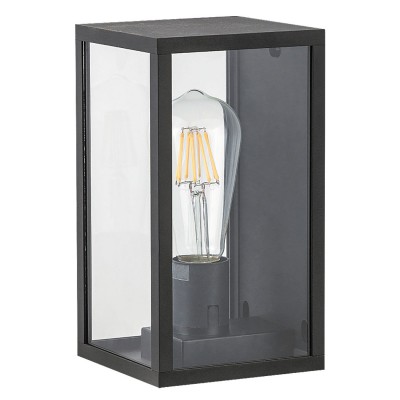 ECHO 1x60W E27 VÝPRODEJ Nástěnné venkovní svítidlo, těleso hliník černá mat, krycí sklo čiré, pro žárovku 1x60W, E27, 230V, IP44, tř. 1. rozměry 120x120x220mm