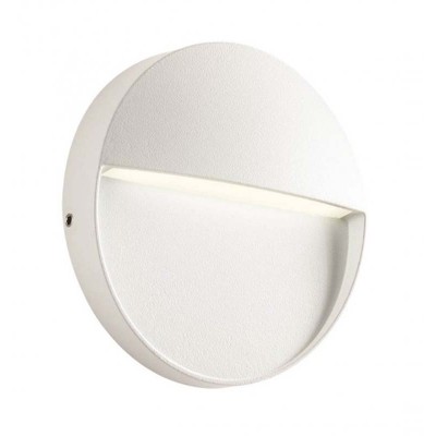 LIGNICO R 3W, IP54 Nástěnné venkovní svítidlo, těleso hliník, povrch bílá mat, krycí plast čirý, LED 3W, teplá 3000K, 100lm, Ra80, 230V, IP54, tř.1, rozměry d=110mm, h=22mm, svítí dolů.