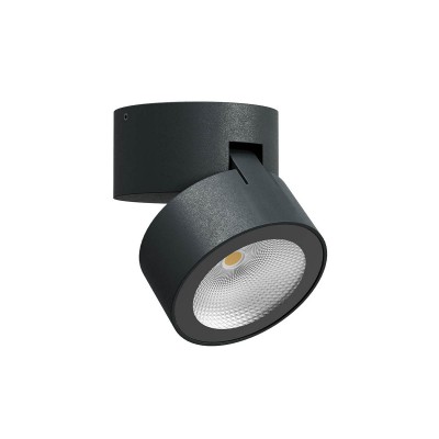 CERESO PL 13W Stropní bodové venkovní svítidlo, výklopné, těleso hliník, povrch tm. šedá, krycí sklo čiré, LED 13W, 990lm, teplá 3000K, vyzař. úhel 63°, Ra80, 230V, IP65, tř.1, rozměry d=90mm, h=90mm.