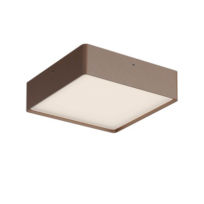 DULO PL SQ 29,5W CCT DALI Stropní venkovní svítidlo, hliník, hnědá, dif plast opál, LED 29,5W, 2663lm-2803lm, přepín CCT teplá 2700K-3000K, stmív. DALI, vyzař úhel 114°, Ra80, 230V, IP65, tř.1, rozměry 270x60x270mm.