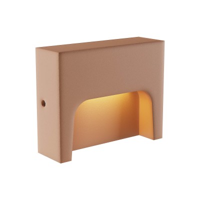 PLONK WL 6W IP65 Nástěnné venkovní svítidlo, těleso beton, povrch hliněná, dif sklo opál, LED 6W, 336lm, teplá 3000K, Ra80, 230V, IP65, tř.1, rozměry 150x120x46mm, svítí dolů.