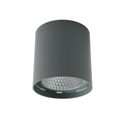 GRINDSTED R 19W TRIAC Stropní bodové venkovní svítidlo, těleso hliník, povrch bílá mat/tm. šedá, krycí sklo čiré, LED 19W, teplá 3000K/1430lm, neutrální 4000K/1502lm, stmív. TRIAC, vyzař. úhel 40°, Ra80, 230V, IP65, tř.1, rozměry d=95mm, h=107mm.
