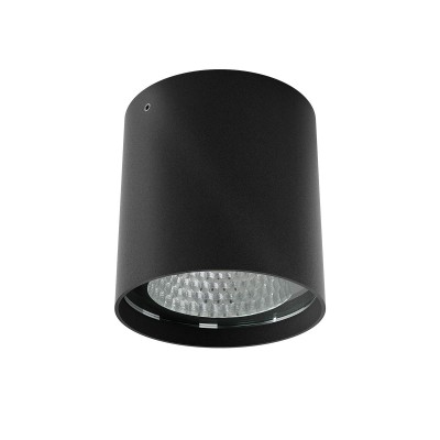 GRINDSTED R 19W TRIAC Stropní bodové venkovní svítidlo, těleso hliník, povrch černá mat, krycí sklo čiré, LED 19W, 1430lm, teplá 3000K, stmív. TRIAC, vyzař. úhel 40°, Ra80, 230V, IP65, tř.1, rozměry d=95mm, h=107mm.