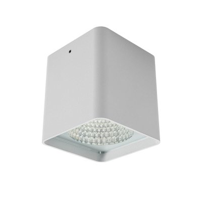 GRINDSTED SQ 19W TRIAC Stropní bodové venkovní svítidlo, těleso hliník, povrch bílá mat, krycí sklo čiré, LED 19W, 1502lm, neutrální 4000K, stmív. TRIAC, vyzař. úhel 40°, Ra80, 230V, IP65, tř.1, rozměry 95x107x95mm.