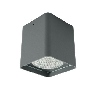 GRINDSTED SQ 19W TRIAC Stropní bodové venkovní svítidlo, těleso hliník, povrch bílá mat/tm. šedá, krycí sklo čiré, LED 19W, teplá 3000K/1430lm, neutrální 4000K/1502lm, stmív. TRIAC, vyzař. úhel 40°, Ra80, 230V, IP65, tř.1, rozměry 95x107x95mm.
