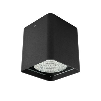 GRINDSTED SQ 19W TRIAC Stropní bodové venkovní svítidlo, těleso hliník, povrch černá mat, krycí sklo čiré, LED 19W, 1502lm, neutrální 4000K, stmív. TRIAC, vyzař. úhel 40°, Ra80, 230V, IP65, tř.1, rozměry 95x107x95mm.