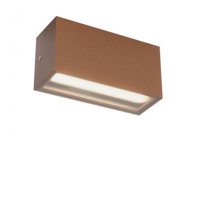 GRISEA WL 12W CCT IP65 DALI Nástěnné venkovní svítidlo, hliník, hnědá, dif sklo opál, LED 12W, 812lm-852lm, přepín CCT teplá 2700K-3000K, stmív. DALI, vyzař úhel 100°, Ra80, 230V, IP65, tř.1, 220x90x105mm, svítí dolů.