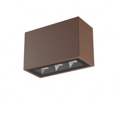 ROSI PL 9W IP65 DALI Stropní přisazené venkovní svítidlo, těleso hliník, povrch hnědá, krycí sklo čiré, LED 9W, 615lm, teplá 3000K, stmív. DALI, vyzař. úhel 38°, Ra80, 230V, IP65, tř.1, rozměry 148x95x68mm.