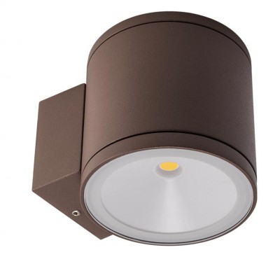 KALUNBORG WD, 1x6W, IP54 Nástěnné venkovní svítidlo, těleso kov, povrch hnědá, difuzor sklo, LED 1x6W, 660lm, teplá 3000K, Ra82, 230V, IP54, tř.1, rozměry d=90mm, h=90mm, svítí dolů.