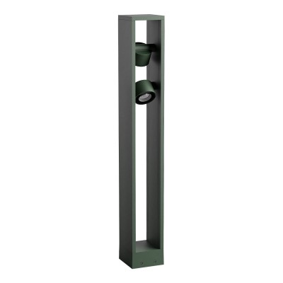 STIPATA FL 2x9W 230V IP65 Sloupkové venkovní svítidlo, nast. směr svícení, těleso hliník, povrch tm. zelená, dif sklo opál, LED 2x9W, 2x630lm, teplá 3000K, vyzař. úhel 35°, Ra80, 230V, IP65, tř.3, rozměry 110x800x110mm.