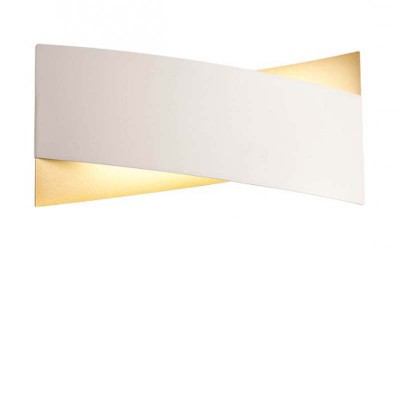 DALDINI 18W Nástěnné svítidlo, základna kov, povrch  vnější bílá mat, vnitřní zlatá mat, dif plast opál, LED 18W, teplá 3000K, 1123lm, Ra90, 230V, IP20, rozměry 250x120x80mm.