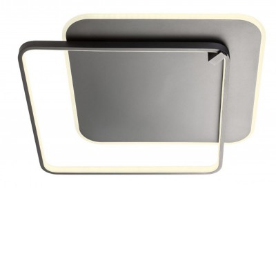FLAMULI SQ 55W Stropní svítidlo, těleso hliník a kov, povrch bílá mat/černá mat, difuzor plast opál, LED 55W, teplá 3000K, 4517lm, Ra80, 230V, IP20, tř.1, rozměry 555x555x54mm.