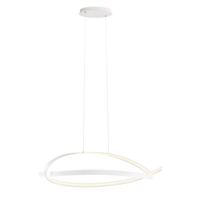 BRUGE HL 38W STEP Závěsné svítidlo, základna hliník, povrch bílá, dif plast opál, LED 38W, 2660lm, teplá 3000K, stmív. STEP, 230V, IP20, tř.2, rozměry 1070x450x250mm, vč. závěs. lanka l=1250mm, lze zkrátit.