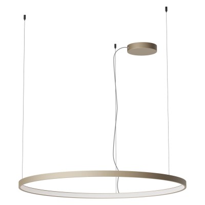 LEVERI HL R 40W TRIAC CCT Závěsné svítidlo, těleso hliník, povrch stříbrno-kávová, LED 40W, 2441lm-2526lm,  přepín. CCT teplá 2700K-neutr 4000K, stmív. TRIAC, Ra90, 230V, IP20, tř.1, d=500mm, vč závěs lanka l=3000mm, lze zkr.