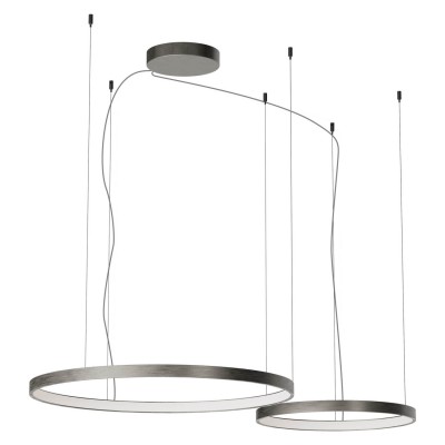 LEVERI HL R 98W TRIAC CCT Závěsné svítidlo, těleso hliník, povrch kouřový nikl, LED 98W, 5739lm-6103lm, přepín. CCT teplá 2700K-neutr 4000K, stmív. TRIAC, Ra90, 230V, IP20, tř.1, d=500+750mm, vč závěs lanka l=3000mm, lze zkr.