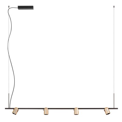 GLISE HL 4x5,5W TRIAC Závěsné bodové svítidlo, nast. směr svícení, těleso hliník, povrch černá a stříbrno-kávová, LED 25W, teplá 2700K/1812lm, 3000K/2036lm, stmív. TRIAC, 230V, IP20, tř.1, 1500x90mm, vč. závěs. lanka l=2318mm, lze zkrátit.