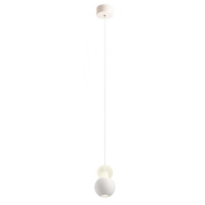 ELAFOM 8W Závěsné svítidlo, těleso kov, povrch bílá mat, dif plast opál, LED 8W, teplá 3000K, 518lm, Ra90, 230V, IP20, tř.1, rozměry d=65mm, l=101mm, vč závěs kabelu l=1353mm, lze zkrátit, svítí nahoru/dolů.