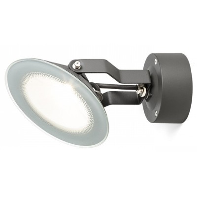 GRIO Přisazené venkovní svítidlo, nastavitelný směr svícení, těleso kov, povrch lak černá mat, krycí sklo čiré, LED 1x9W, teplá 3000K, 900lm, Ra80, 230V, IP65, tř.1. rozměry d=160mm h=235mm