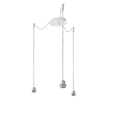 ORTEX 3 Závěsný kabel s objímkou, základna kov, povrch bílá, chromové úchyty, kabel trasparentní, pro žárovku 3x28W, E27, 230V, IP20, tř.1, základna d=180mm, kabel l=3000mm, lze zkrátit, BEZ STÍNÍTKA