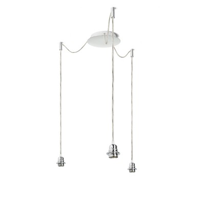 ORTEX 3 Závěsný kabel s objímkou, základna kov, povrch chrom, chromové úchyty, kabel trasparentní, pro žárovku 3x28W, E27, 230V, IP20, tř.1, základna d=180mm, kabel l=3000mm, lze zkrátit, BEZ STÍNÍTKA