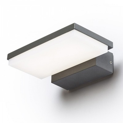 LARNA WALL Nástěnné venkovní svítidlo, základna kov, povrch lak černá antracit, difuzor plast opál, LED 1x8W, teplá 3000K, 590lm, Ra80, 230V, IP54, tř.1. rozměry 180x133x40mm