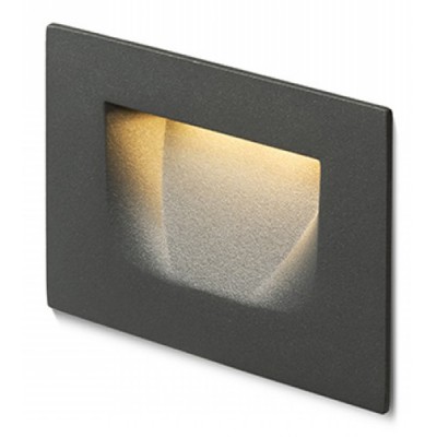 BERMUN IN WALL Vestavné venkovní svítidlo do stěny, těleso kov, povrch šedočerná antracit, difuzor plast mat, LED 1x3W, teplá 3000K, 76lm, Ra80, 230V, IP54, tř.1. rozměry 107x70x2mm