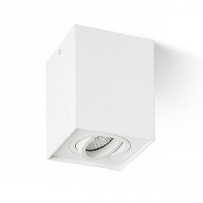 NORTONIERA GU10 1x35W Stropní, přisazené, jednobodové svítidlo, výklopné +-25°, základna kov, povrch bílá, pro žárovku 1x35W, GU10, 230V, IP20, tř.1, rozměry 94x94x124mm