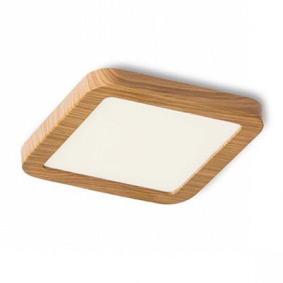 GREHAM IN SQUARE Stropní, podhledové svítidlo čtvercové, základna kov, rámeček dřevo buk světlý, difuzor plast opál, LED 1x6W, teplá 3000K, 540lm, Ra80, 230V, IP20, tř.2. rozměry 90x90x9mm
