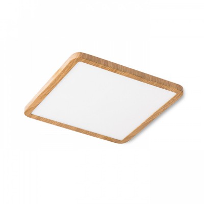 GREHAM IN SQUARE Stropní, podhledové svítidlo čtvercové, základna kov, rámeček dřevo buk světlý, difuzor plast opál, LED 1x18W, teplá 3000K, 1620lm, Ra80, 230V, IP20, tř.2. rozměry 175x175x9mm