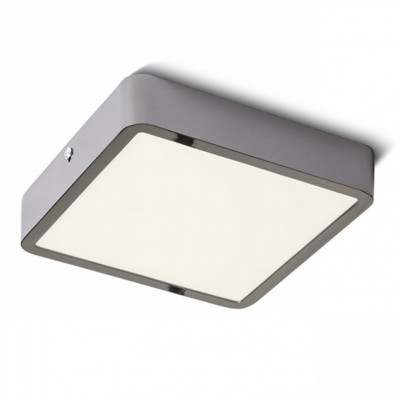 GREHAM SQUARE Stropní přisazené svítidlo čtvercové, základna kov, rámeček chrom černá, difuzor plast opál, LED 1x18W, teplá 3000K, 1620lm, Ra80, 230V, IP20, tř.2. rozměry 178x178x35mm