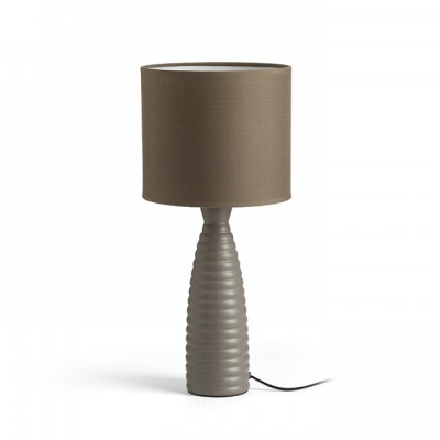 TERRA STOLNÍ Stolní lampa, základna plast, povrch béžovošedá, stínítko textil béžovošedá, pro žárovku 1x28W, E27, 230V, IP20, tř.1, rozměry d=230mm, h=500mm, vč vypínače na kabelu