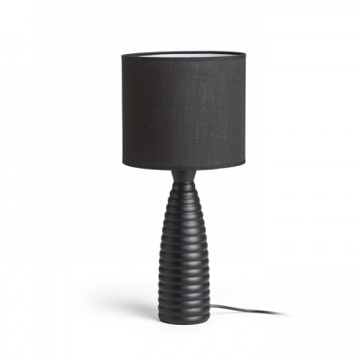 TERRA STOLNÍ Stolní lampa, základna plast, povrch černá, stínítko textil černá, pro žárovku 1x28W, E27, 230V, IP20, tř.1, rozměry d=230mm, h=500mm, vč vypínače na kabelu