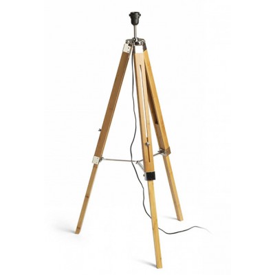 ANDER FL Stojací lampa s objímkou, stojanový podstavec, těleso dřevo bambus s chromovými prvky, pro žárovku 1x28W, E27, 230V, IP20. rozměry 620x775-1210mm.