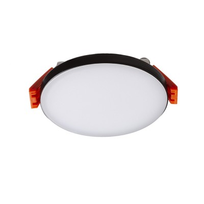 DILLINGEN R Stropní, podhledové svítidlo, kruhové, rámeček černá, LED 6W, 570lm, teplá 3000K, Ra80, 230V, IP20, rozměry d=90mm, h=10mm, trafo na kabelu