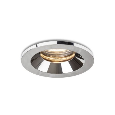 DINGEL Stropní, podhledové komínkové svítidlo, těleso kov, povrch chrom, pro žárovku 1x15W, GU10, ES50, 230V, do koupelny IP65/IP20, rozměry d=83mm, h=140mm.