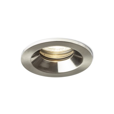 DINGEL Stropní, podhledové komínkové svítidlo, těleso kov, povrch nikl mat, pro žárovku 1x15W, GU10, ES50, 230V, do koupelny IP65/IP20, rozměry d=83mm, h=140mm.