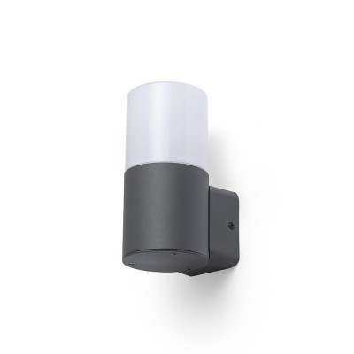 DUDERST Venkovní nástěnné svítidlo, těleso kov, povrch černá antracit, difuzor plast opál, pro žárovku 1x28W, E27, 230V, IP44, rozměry d=86mm, h=176mm.