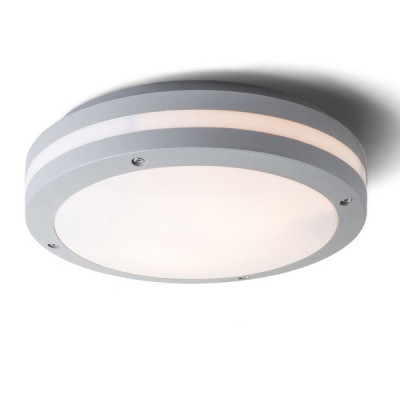 BELISTA R 2x18W E27 Stropní svítidlo, těleso hliník, povrch šedostříbrná, difuzor plast opál mat, pro úspornou žárovku 2x18W, E27, 230V, IP54, tř.1, d=300mm, h=100mm