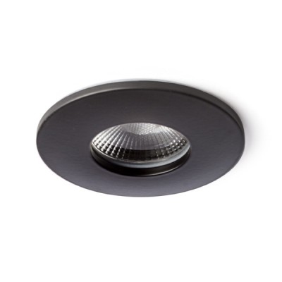 DREAM teplá 3000K kruhové Stropní, vestavné, bodové svítidlo, těleso hliník, povrch černá mat, sklo čiré, LED 10W, teplá 3000K, 550lm, 230V, trafo na kabelu, do koupelny IP65, d=83mm, h=80mm