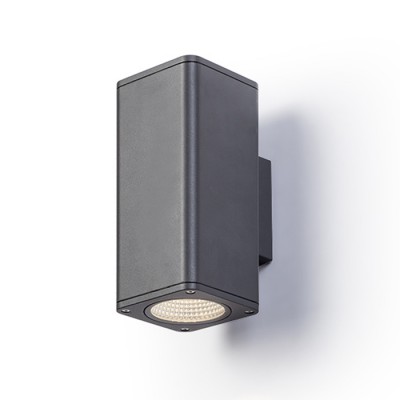 BRITA nástěnné ČTVERCOV venkovní Nástěnné, venkovní bodové svítidlo, těleso hliník, povrch černá antracit, sklo čiré, LED 2x12W, teplá, 3000K, 2x730lmlm 230V, IP54, tř.1, 220x100x100mm, svítí nahoru/dolů