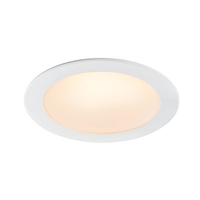 CRISTOBAL Stropní vestavné svítidlo, těleso hliník, povrch bílá, difuzor plast opál, LED 9W, 850lm, přepínatelná teplota CCT teplá 3000K, neutrální 4000K, denní 5700K, stmívatelné Triac, 230V, IP20, rozměry d=110mm.