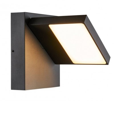 PALENCIA LED 14W Nástěnné svítidlo, nastavitelný sklon svícení, těleso hliník, černá antracit mat, difuzor plast opál, LED 14W, 750lm, přepínatelná teplá 3000K, neutrální 4000K, 230V, IP55, rozměry 140x160x175mm.